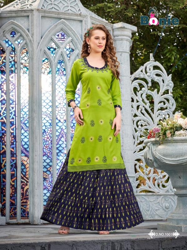 Bonie Aashi Rayon Designer Kurti With Skirt 